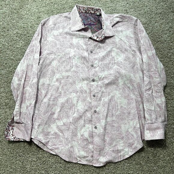 Robert Graham Men's Sz XL Long Sleeve Button-Up Shirt Pink/White - Picture 8 of 8